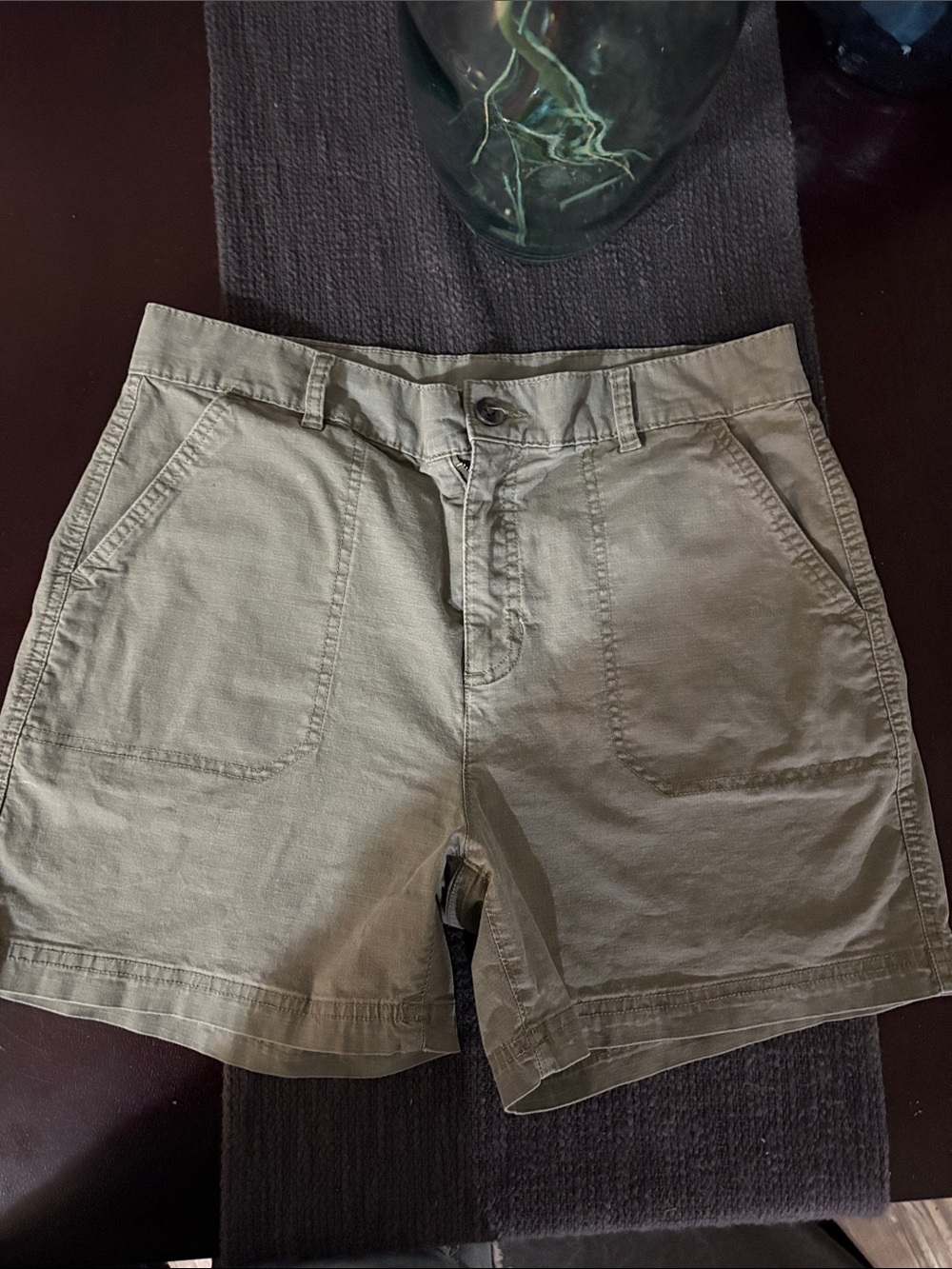 Eddie Bauer Olive Green High-Waist Casual Shorts